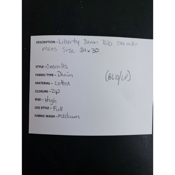 Liberty Mens Denim Bib Overalls 34x30 Cotton Medium Wash - Picture 9 of 9